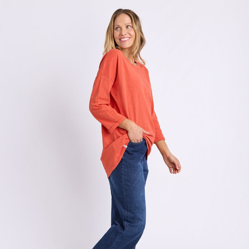 Elm | Annie 3/4 Sleeve Tee - Burnt Orange