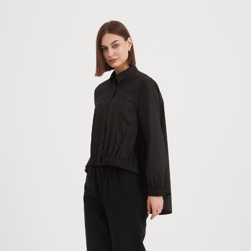 Tirelli | Elastic Front Hem Shirt - Black