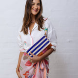 Beaded Clutch - Orange/Multi Stripe