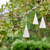 Hanging Christmas Tree Bells - White with gold