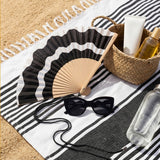 Hand Fan - Black & White Waves