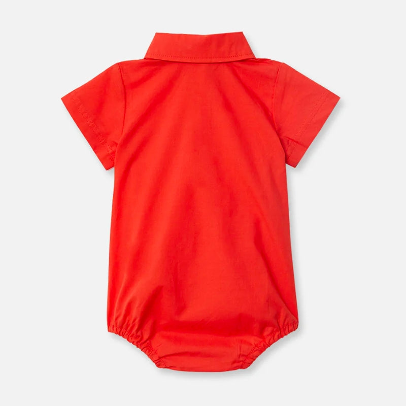 Miann & Co | Short Sleeve Collared Bodysuit - Tomato