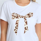 Stella + Gemma | Classic Tee - White Summer Leopard Bow