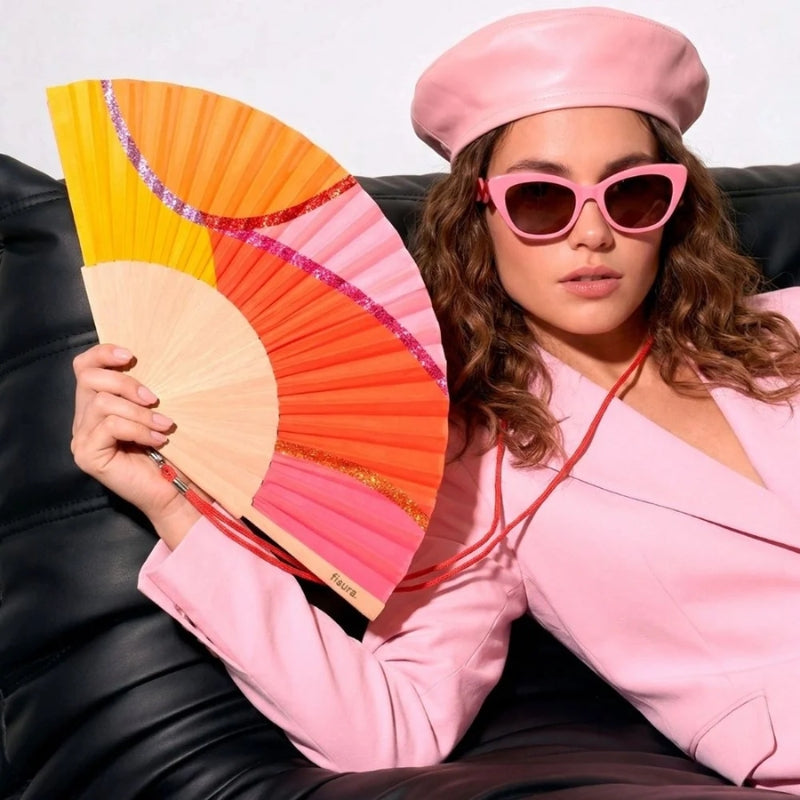 Hand Fan - Pink/Orange/Red/Yellow