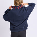 Foxwood | College Contrast Zip Crew - Navy With Red