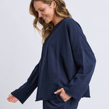 Elm | Gab Long Sleeve Sweat - Dark Sapphire