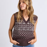 Foxwood | Nordic Vest - Chocolate And White