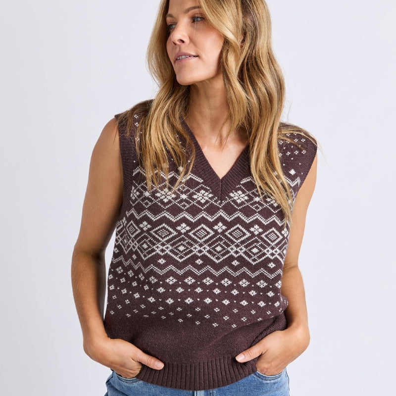 Foxwood | Nordic Vest - Chocolate And White