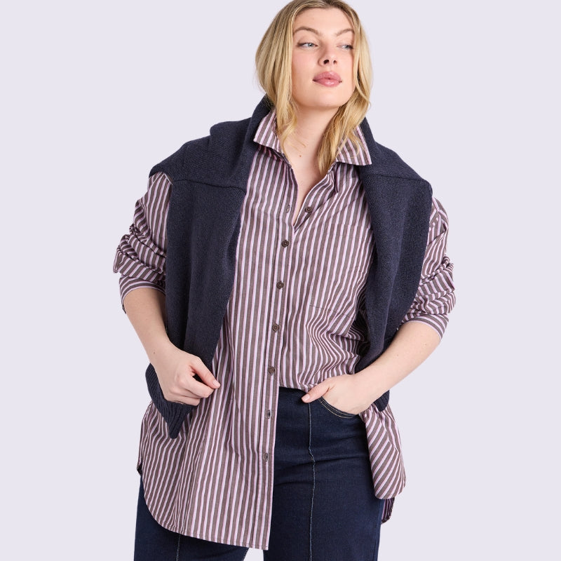 Elm | Frankie Striped Shirt - Chocolate