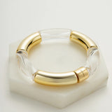 Zafino | Tube Bangle - Clear/Gold