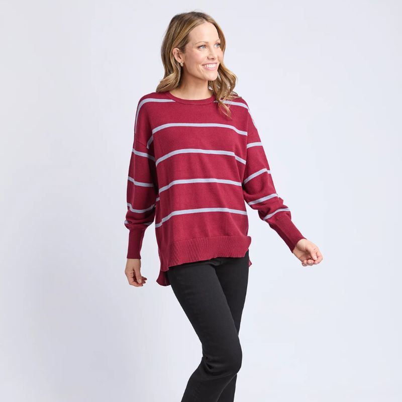 Elm | Charli Stripe Knit - Maroon