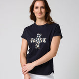 Stella + Gemma | Soho Cuff Crew - Deep Navy Leopard Cross