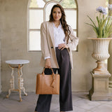 Margaux 2pc Laptop Top Handle Bag - Tan