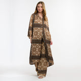 Italian Star | The Hills Button Through Dress - Choc/Cream Print