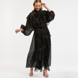 Ruffled Maxi Skirt - Black
