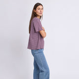 Foxwood | Hutch Stripe Tee - Plum/White Stripe