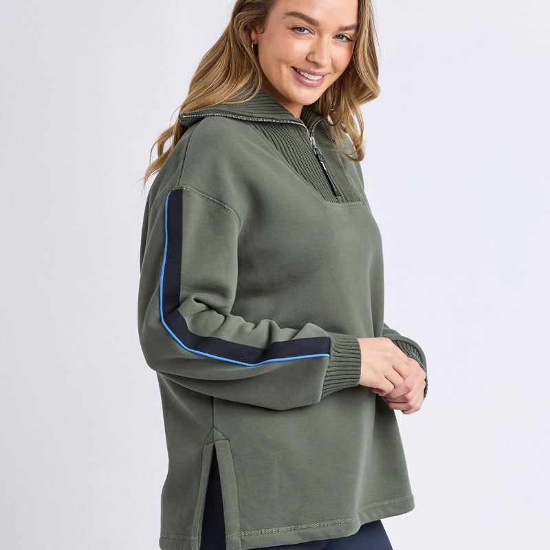 Foxwood | Knit Collar Crew - Khaki