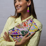 Beaded Clutch - Beige/Multi Leaves