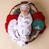 Organic Jersey Wrap & Beanie Set + Milestone Card - Kangas & Koalas