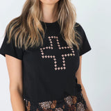 Stella + Gemma | T-Shirt - Black Antique Rose Cross