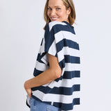 Elm | Gab Short Sleeve Sweat - Navy Stripe
