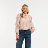 Urban Luxury | Ruffled Tie Neck Blouse - Blush