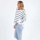 Foxwood | Farrah Stripe Long Sleeve - White/Navy