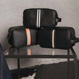 Black Caviar Designs | Hugo Wash Bag - Black & Orange Stripe