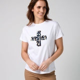 Stella + Gemma | Ace Tee -  White Leopard Cross