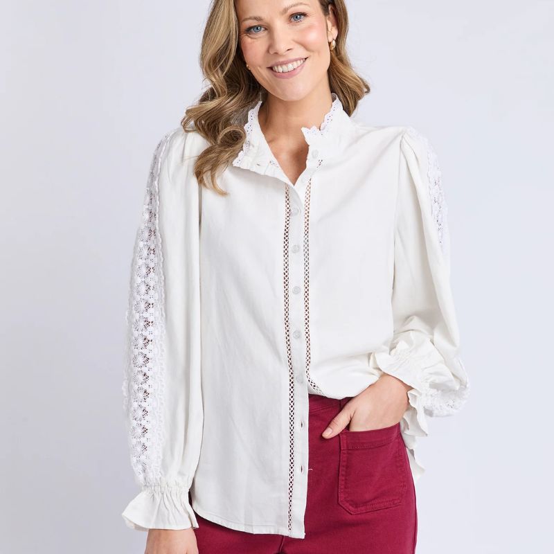 Elm | Dahlia Lace Shirt - Marshmellow