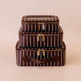 Fox & Fallow | Cosmetic Nested Trio Set - Merlot Pinstripe