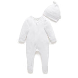 Purebaby | Pointelle Growsuit & Hat Pack - White