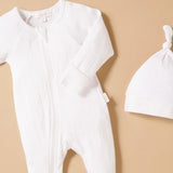 Purebaby | Pointelle Growsuit & Hat Pack - White
