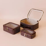 Fox & Fallow | Cosmetic Nested Trio Set - Merlot Pinstripe