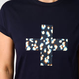 Stella + Gemma | Soho Cuff Crew - Deep Navy Leopard Cross