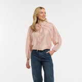 Urban Luxury | Ruffled Tie Neck Blouse - Blush