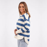 Foxwood | Striped Delilah Crew - Denim Blue