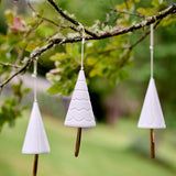Hanging Christmas Tree Bells - White with gold
