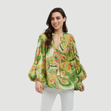 Italian Star | Billow Blouse - Retro Print/Green