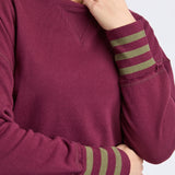 Foxwood | Alex Stripe Cuff Crew - Windsor Wine