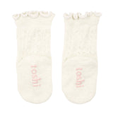 Toshi | Organic Socks Knee Frilly Lace - Cream