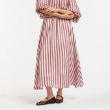 Urban Luxury | Striped Midi Skirt - Pink/Berry