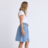 Elm | Paisley Denim Skirt - Light Blue Wash