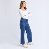 Elm | Alyssa Front Pocket Jean - Mid Blue Wash