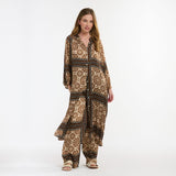 Italian Star | The Hills Button Through Dress - Choc/Cream Print