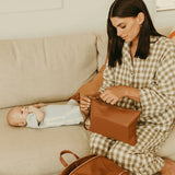 OiOi | Nappy Changing Pouch - Chestnut Brown Faux Leather
