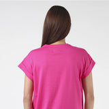 Stella + Gemma | Cuff Sleeve T-Shirt - Cerise Pink Embroidered Logo