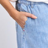 Elm | Scallop Edge Denim Skirt - Light Blue Wash