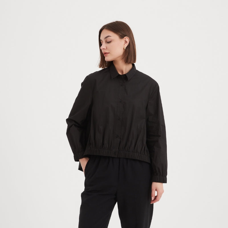 Tirelli | Elastic Front Hem Shirt - Black