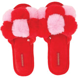 Annabel Trends | Cosy Luxe Pom Pom Slippers - Checker Cherry